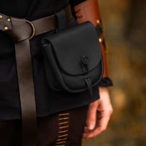 middel eeuwse leren heuptas zwart