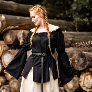 klassiek middel eeuwse blouse 'emma' zwart xxl