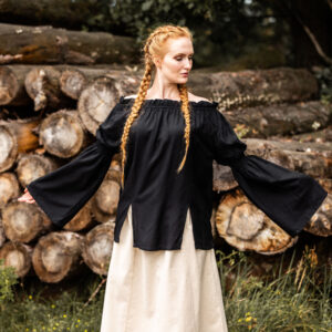 klassiek middel eeuwse blouse 'emma' zwart xxl