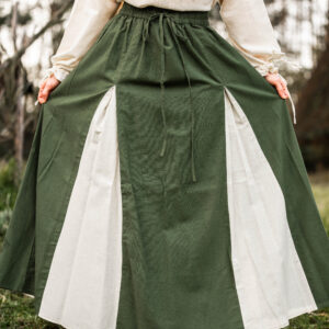 middel eeuwse rok 'isabella' groen/naturel l/xl