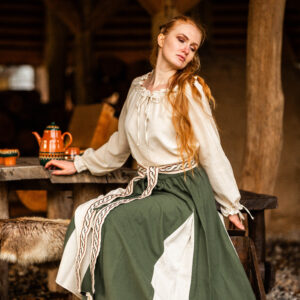 middel eeuwse rok 'isabella' groen/naturel l/xl