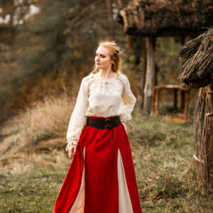 middel eeuwse rok 'isabella' rood/naturel l/xl