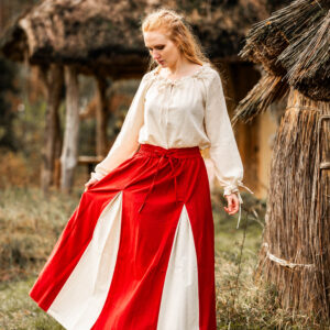 middel eeuwse rok 'isabella' rood/naturel l/xl