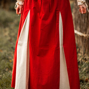 middel eeuwse rok 'isabella' rood/naturel l/xl