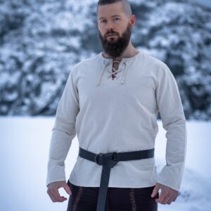 middel eeuwse riem van robuuste leer zwart 190cm