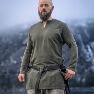 middel eeuwse riem van robuuste leer zwart 190cm