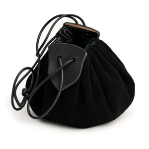 middel eeuwse suede leren tas zwart